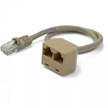 StarTech.com 2 į 1 RJ45 skirstytuvas laidas adapteris - F/M, 10/100Base-T(X), Cat5e, pilkas, PVC, 0,33 m, patinas/patelė