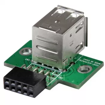 StarTech.com 2 prievadų USB pagrindinės plokštės adapteris, IDC, USB 2.0, juoda, žalia, nerūdijantis plienas, 20 mm, 125 mm, 230 mm