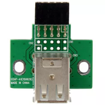 StarTech.com 2 prievadų USB pagrindinės plokštės adapteris, IDC, USB 2.0, juoda, žalia, nerūdijantis plienas, 20 mm, 125 mm, 230 mm