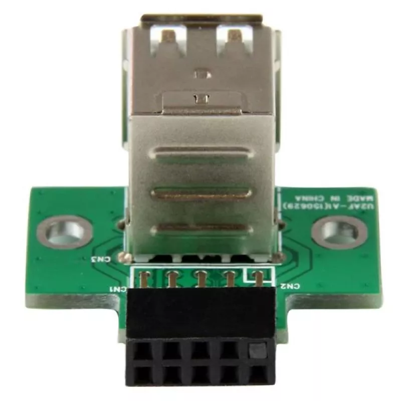 StarTech.com 2 prievadų USB pagrindinės plokštės adapteris, IDC, USB 2.0, juoda, žalia, nerūdijantis plienas, 20 mm, 125 mm, 230 mm
