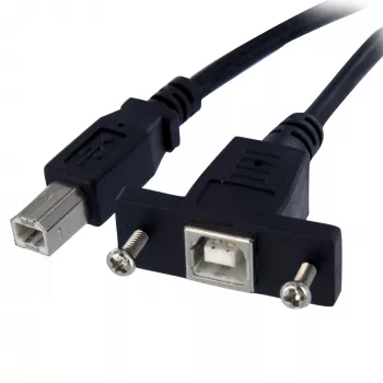 StarTech.com 1 pėdos skydelio montavimo USB laidas B į B - M/L, 0,3 m, USB B, USB B, USB 2.0, 0,48 Gbit/s, juoda