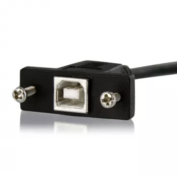 StarTech.com 1 pėdos skydelio montavimo USB laidas B į B - M/L, 0,3 m, USB B, USB B, USB 2.0, 0,48 Gbit/s, juoda