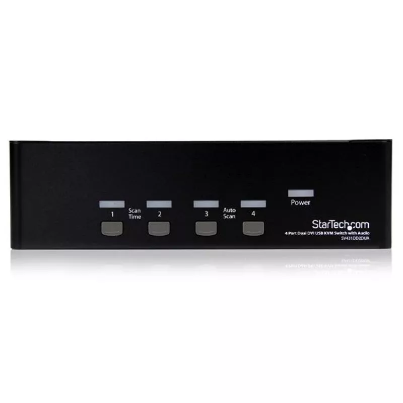 StarTech.com 4 prievadų dvigubas DVI USB KVM jungiklis su garsu ir USB 2.0 šakotuvu