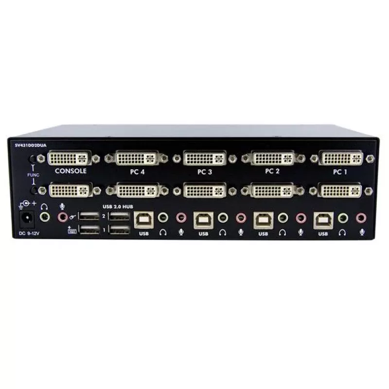 StarTech.com 4 prievadų dvigubas DVI USB KVM jungiklis su garsu ir USB 2.0 šakotuvu
