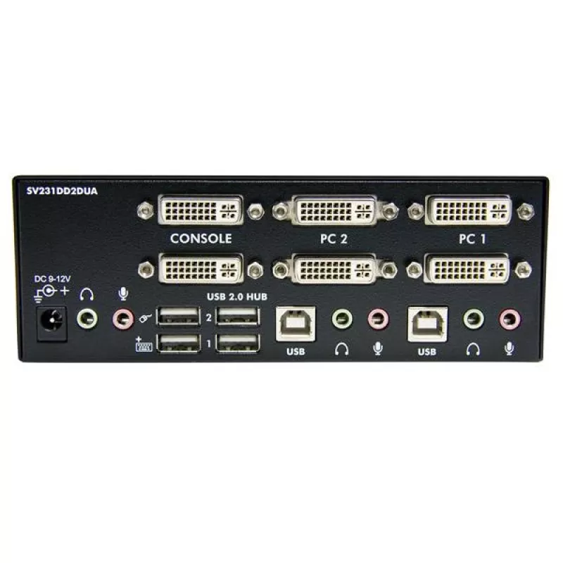 StarTech.com 2 prievadų dvigubas DVI USB KVM jungiklis su garsu ir USB 2.0 šakotuvu