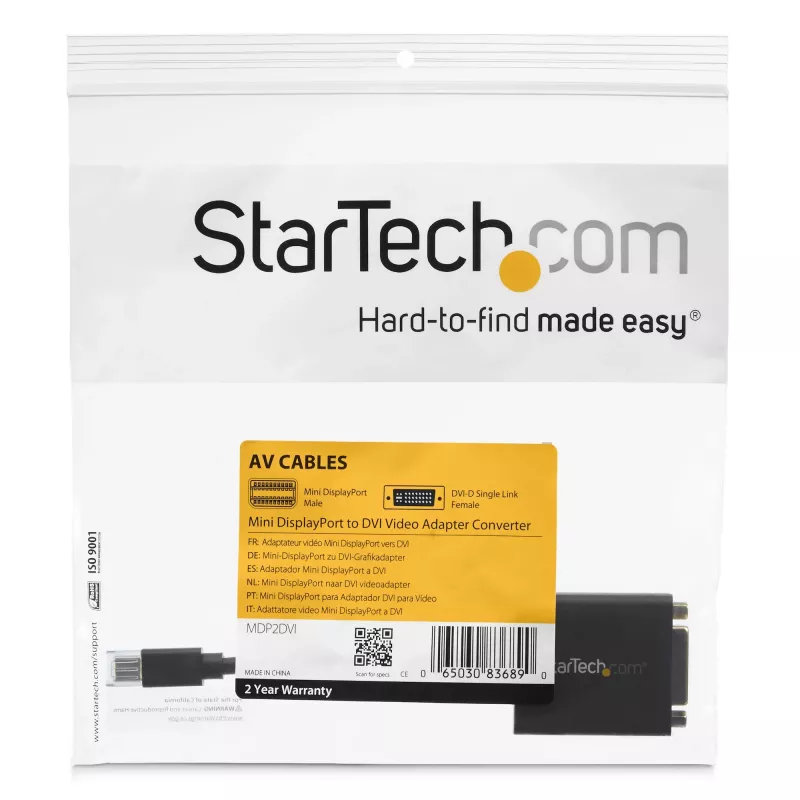 StarTech.com Mini DisplayPort į DVI adapteris - Mini DP į DVI-D keitiklis - 1080p vaizdo perdavimas - VESA sertifikuotas - mDP arba Thunderbolt 1/2 Mac/PC prie DVI monitoriaus - mDP 1.2 į DVI Single-Link kabeliukas