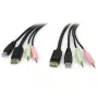 StarTech.com 6 pėdų 4-in-1 USB DisplayPort KVM perjungimo kabelis su garsu ir mikrofonu