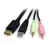 StarTech.com 6 pėdų 4-in-1 USB DisplayPort KVM perjungimo kabelis su garsu ir mikrofonu