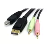 StarTech.com 6 pėdų 4-in-1 USB DisplayPort KVM perjungimo kabelis su garsu ir mikrofonu