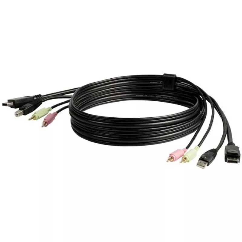 StarTech.com 6 pėdų 4-in-1 USB DisplayPort KVM perjungimo kabelis su garsu ir mikrofonu