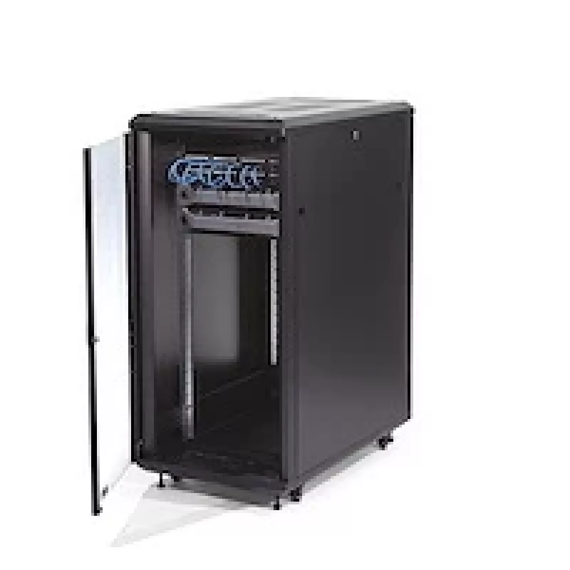 StarTech.com 4 stulpų 25U serverio spinta, užrakinama 19 colių duomenų spinta kompiuterinei / AV / IT įrangai, biuro / namų tinklo spinta su ratukais ir reguliuojamais montavimo bėgeliais