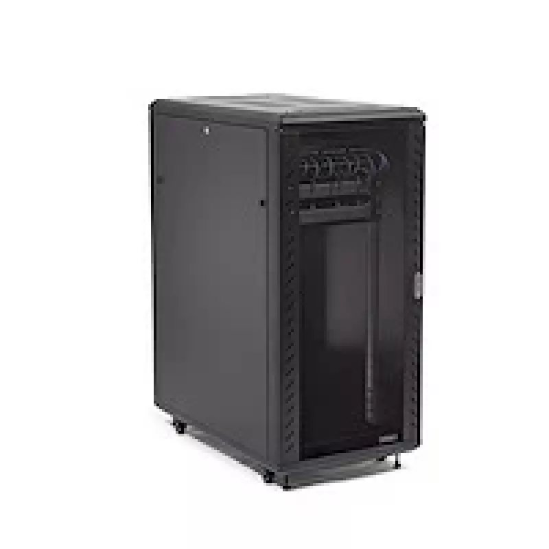 StarTech.com 4 stulpų 25U serverio spinta, užrakinama 19 colių duomenų spinta kompiuterinei / AV / IT įrangai, biuro / namų tinklo spinta su ratukais ir reguliuojamais montavimo bėgeliais
