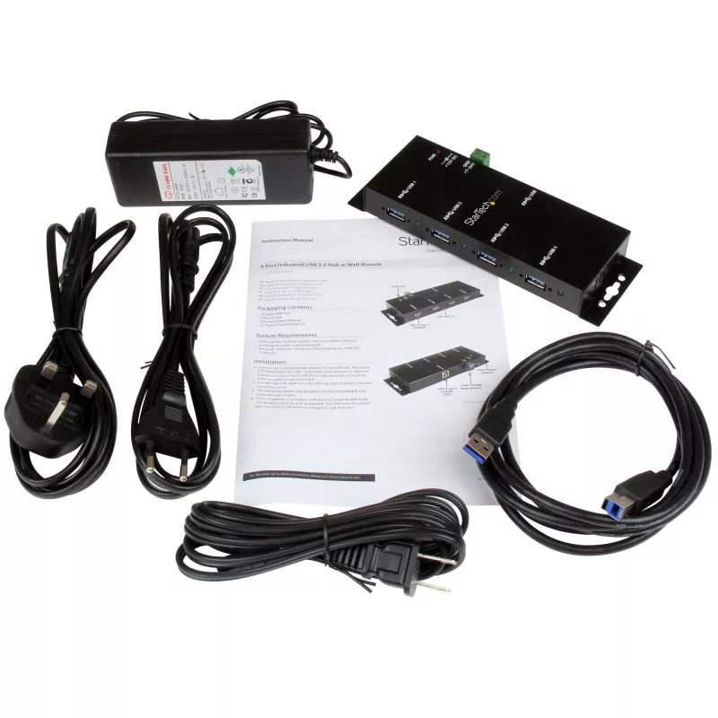 StarTech.com 4 prievadų pramoninis USB 3.0 šakotuvas su ESD apsauga