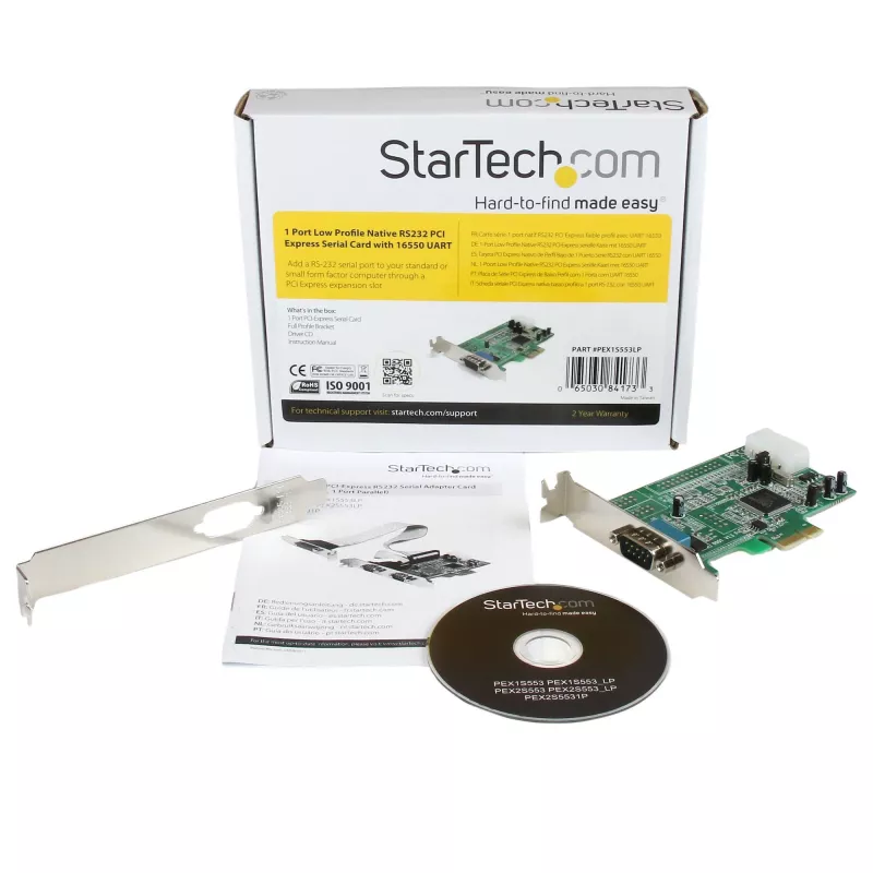StarTech.com 1 prievado PCI Express RS232 nuosekliojo prievado adapterio kortelė - PCIe RS232 nuosekliojo valdiklio kortelė - PCIe į RS232 DB9 - 16550 UART - žemo profilio plėtinio kortelė - Windows ir Linux