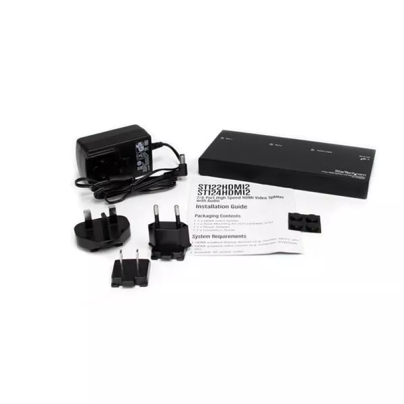 StarTech.com 2 prievadų HDMI skirstytuvas ir signalo stiprintuvas, HDMI, 2x HDMI, 1920 x 1200 pikselių, Juoda, Plienas, 15 m