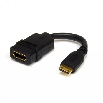 StarTech.com 5 colių Mini HDMI į HDMI adapteris – 4K didelės spartos HDMI adapteris – 4K 30Hz itin didelės raiškos HDMI adapteris – HDMI 1.4 – paauksuotos jungtys – UHD Mini HDMI adapteris 4K – juodas