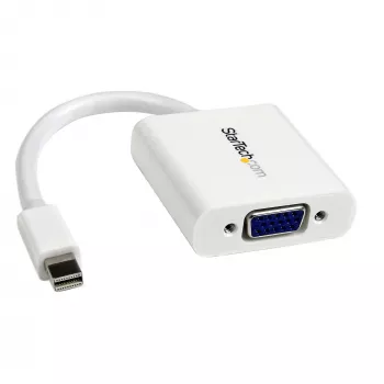StarTech.com Mini DisplayPort į VGA adapteris – aktyvus Mini DP į VGA keitiklis – 1080p vaizdas – mDP arba Thunderbolt 1/2 Mac/PC prie VGA monitoriaus/projektoriaus/ekrano – mDP 1.2 į VGA raktas – baltas