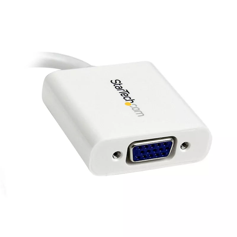 StarTech.com Mini DisplayPort į VGA adapteris – aktyvus Mini DP į VGA keitiklis – 1080p vaizdas – mDP arba Thunderbolt 1/2 Mac/PC prie VGA monitoriaus/projektoriaus/ekrano – mDP 1.2 į VGA raktas – baltas