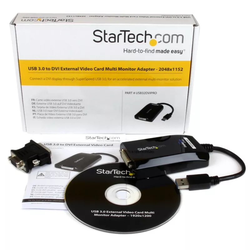StarTech.com USB 3.0 į DVI / VGA adapteris – 2048x1152, 3.2 Gen 1 (3.1 Gen 1), USB Type-A, DVI išvestis, 2048 x 1152 pikseliai