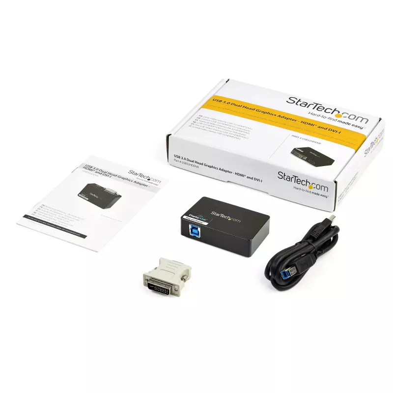 StarTech.com USB 3.0 į HDMI / DVI adapteris - 2048x1152, 3.2 Gen 1 (3.1 Gen 1), USB Type-B, DVI išvestis, HDMI išvestis