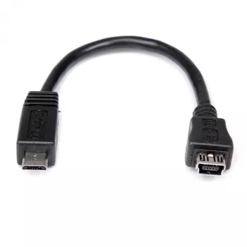 StarTech.com 6 colių Micro USB į Mini USB adapterio kabelis M/F, 0,15 m, Mini-USB B, Micro-USB A, Vyriškas/Moteriškas, Juodas