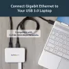 StarTech.com USB 3.0 į Gigabit Ethernet tinklo adapteris su 3 prievadų USB centru - Baltas