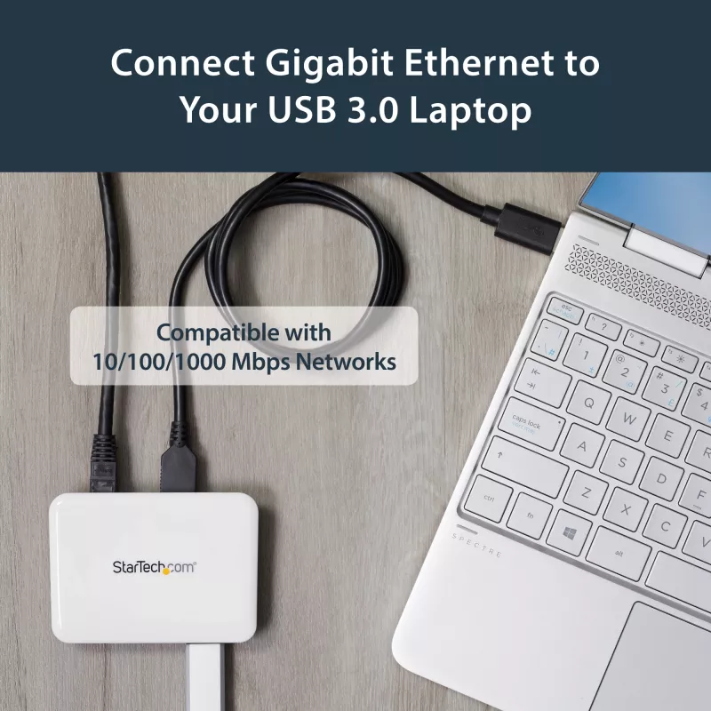StarTech.com USB 3.0 į Gigabit Ethernet tinklo adapteris su 3 prievadų USB centru - Baltas