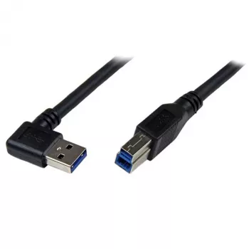 StarTech.com 1m juodas SuperSpeed USB 3.0 laidas – stačiu kampu A į B, vyriškas/vyriškas