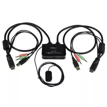 StarTech.com 2 prievadų USB HDMI KVM jungiklis su garsu ir nuotoliniu valdymu – maitinamas per USB