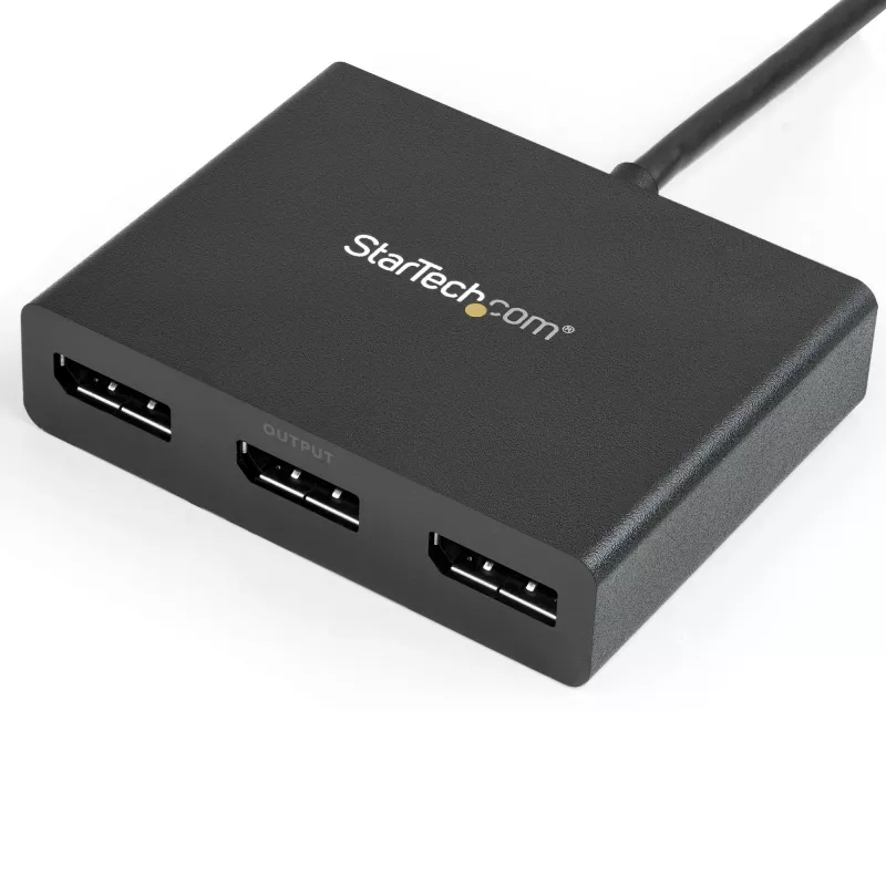 StarTech.com 3 prievadų kelių monitorių adapteris – Mini DisplayPort į DisplayPort MST šakotuvas, dviguba 4K 30Hz ir 1x 1080p – vaizdo skirstytuvas išplėstiniam darbalaukiui tik Windows – mDP 1.2 į 3x DP