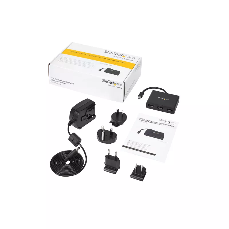 StarTech.com 3 prievadų kelių monitorių adapteris – Mini DisplayPort į DisplayPort MST šakotuvas, dviguba 4K 30Hz ir 1x 1080p – vaizdo skirstytuvas išplėstiniam darbalaukiui tik Windows – mDP 1.2 į 3x DP