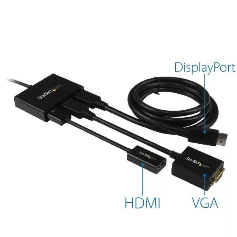 StarTech.com 3 prievadų kelių monitorių adapteris – DisplayPort 1.2 MST centras iki dviejų 4K 30Hz ir vieno 1080p – vaizdo skirstytuvas išplėstiniam darbalaukiui tik „Windows“ kompiuteriuose – DP į 3x DP monitorius