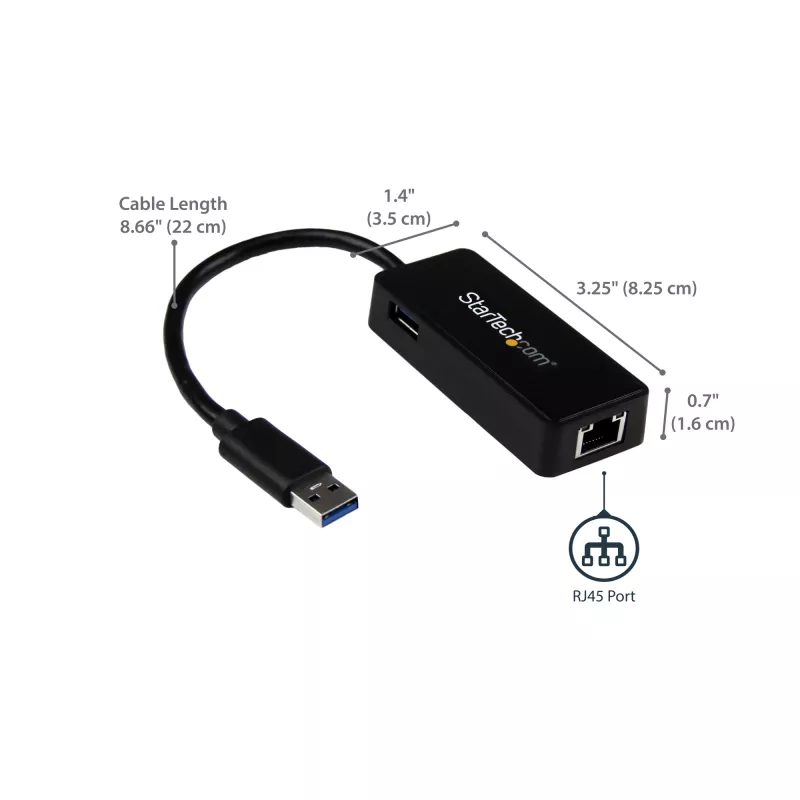 StarTech.com USB 3.0 į Gigabit Ethernet adapteris su USB prievadu - juodas