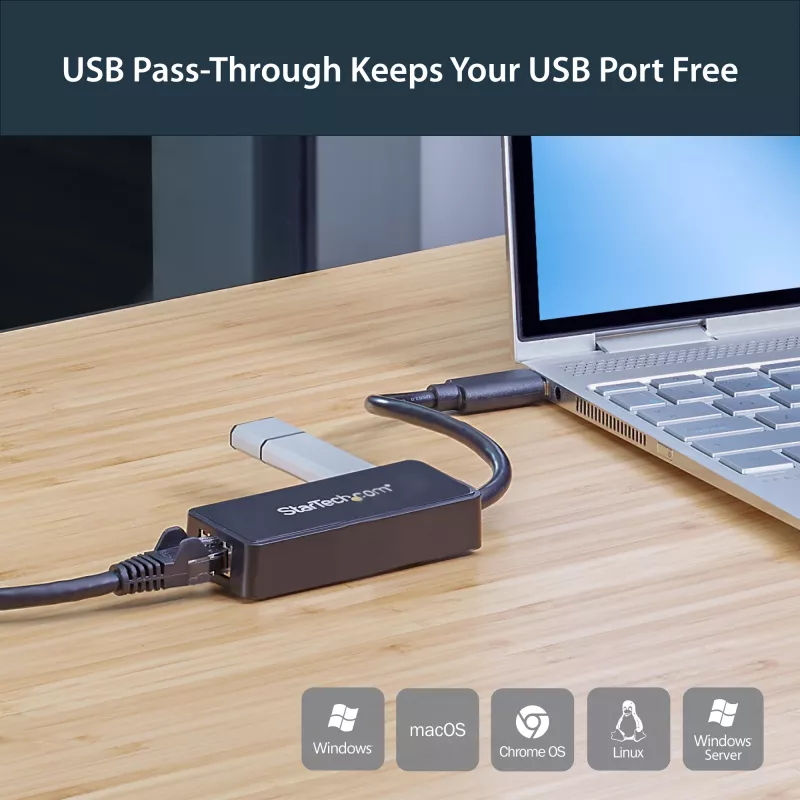 StarTech.com USB 3.0 į Gigabit Ethernet adapteris su USB prievadu - juodas