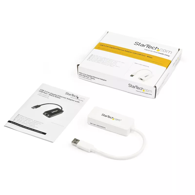 StarTech.com USB 3.0 į Gigabit Ethernet adapteris su USB prievadu - Baltas