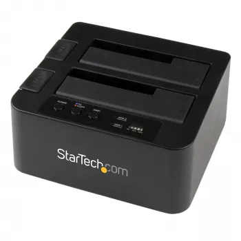 StarTech.com Dviejų lizdų kietojo disko kopijavimo stotelė, USB 3.0 (5 Gbps) / eSATA į 2,5/3,5 colio SATA III HDD/SSD klonavimo / kopijavimo įrenginys, kietojo disko dokas