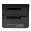 StarTech.com Dviejų lizdų kietojo disko kopijavimo stotelė, USB 3.0 (5 Gbps) / eSATA į 2,5/3,5 colio SATA III HDD/SSD klonavimo / kopijavimo įrenginys, kietojo disko dokas