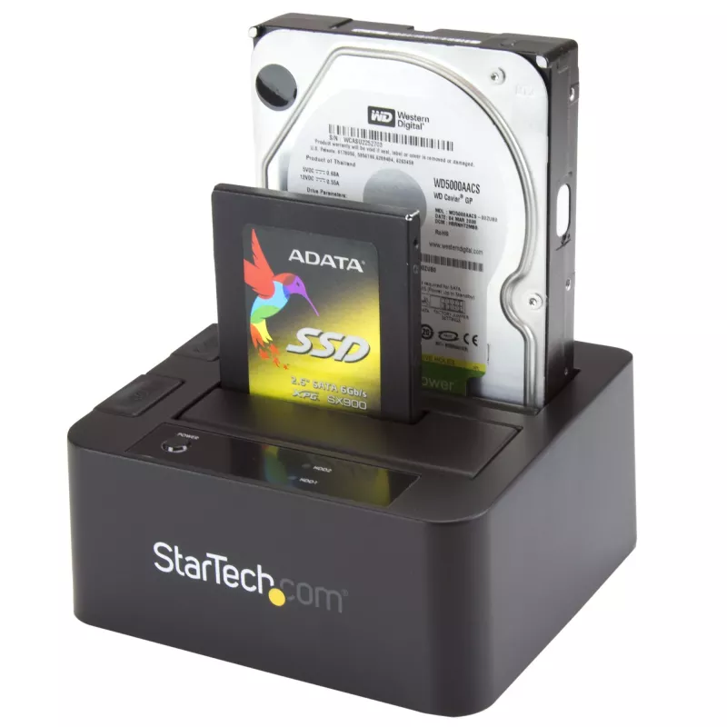 StarTech.com Dviejų lizdų USB 3.0 / eSATA į SATA kietojo disko dokas, išorinis 2,5/3,5 colio SATA I/II/III SSD/HDD dokas, karšto keitimo lizdai, įkrovimas iš viršaus