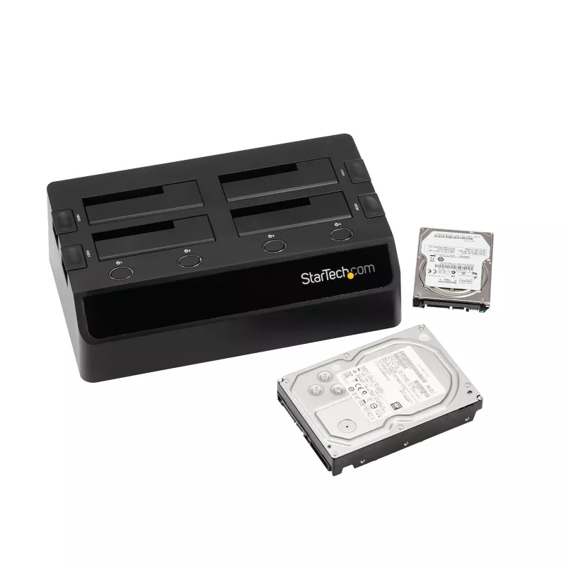 StarTech.com 4 lizdų USB 3.0 į SATA kietojo disko dokavimo stotelė, išorinis 2,5/3,5 colio SATA III SSD/HDD dokas, karšto keitimo lizdai, įkrovimas iš viršaus