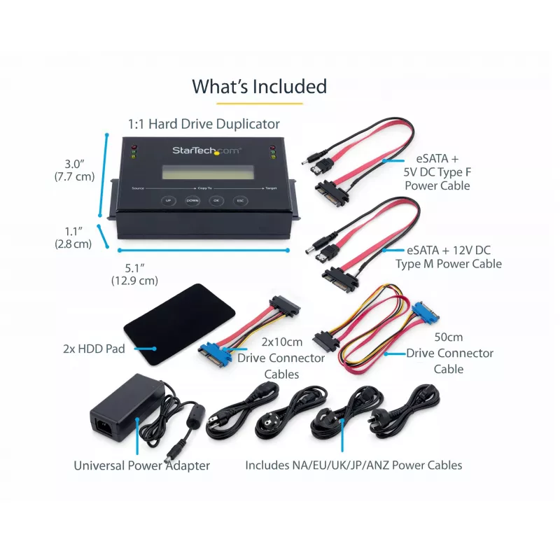 StarTech.com SATDUP11IMG 1:1 atskiras standžiųjų diskų kopijavimo įrenginys su disko atvaizdų tvarkykle, skirtas atsarginei kopijai ir atkūrimui, saugokite kelis disko atvaizdus viename 2,5/3,5 colio SATA diske, HDD/SSD klonuotojas, nereikia kompiuterio