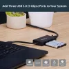 „StarTech.com“ 3 prievadų nešiojamas USB 3.0 šakotuvas su Gigabit Ethernet – aliuminis su įmontuotu kabeliu