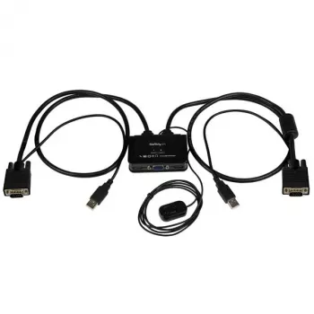 StarTech.com 2 prievadų USB VGA kabelio KVM jungiklis – maitinamas per USB su nuotoliniu perjungikliu