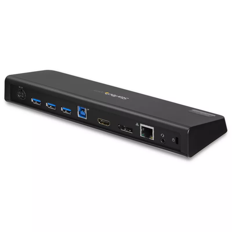 StarTech.com USB 3.0 dokavimo stotelė su dviem monitoriais, HDMI ir 4K DisplayPort – USB 3.0 į 4x USB-A, Ethernet, HDMI ir DP – universali USB Type A dokavimo stotelė, skirta „Mac“ ir „Windows“