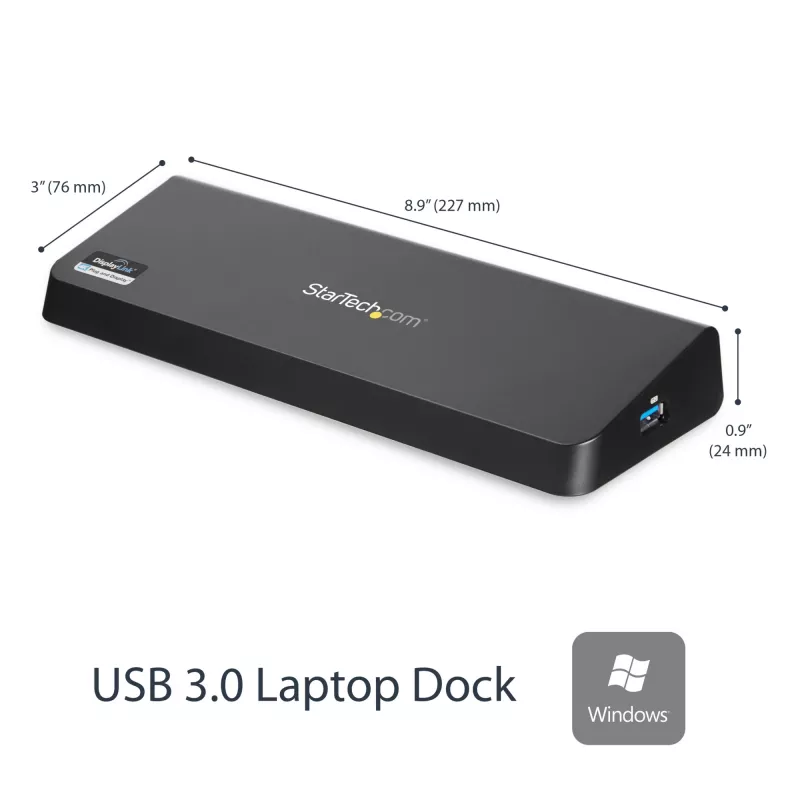 StarTech.com USB 3.0 dokavimo stotelė su dviem monitoriais, HDMI ir 4K DisplayPort – USB 3.0 į 4x USB-A, Ethernet, HDMI ir DP – universali USB Type A dokavimo stotelė, skirta „Mac“ ir „Windows“