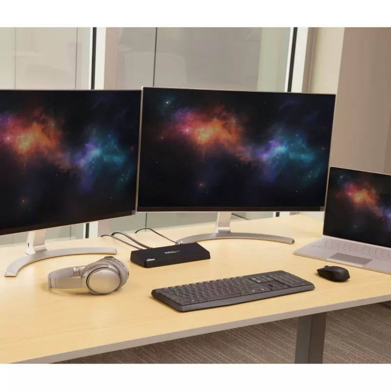 StarTech.com USB 3.0 dokavimo stotelė su dviem monitoriais, HDMI ir 4K DisplayPort – USB 3.0 į 4x USB-A, Ethernet, HDMI ir DP – universali USB Type A dokavimo stotelė, skirta „Mac“ ir „Windows“