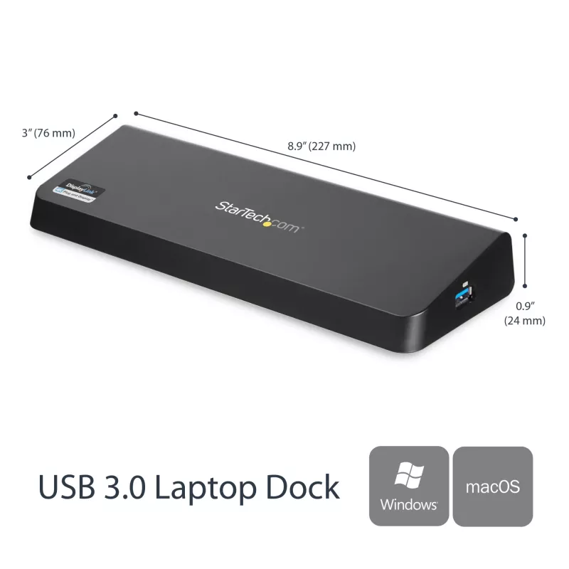 StarTech.com USB 3.0 dokavimo stotelė su dviem monitoriais, HDMI ir 4K DisplayPort – USB 3.0 į 4x USB-A, Ethernet, HDMI ir DP – universali USB Type A dokavimo stotelė, skirta „Mac“ ir „Windows“