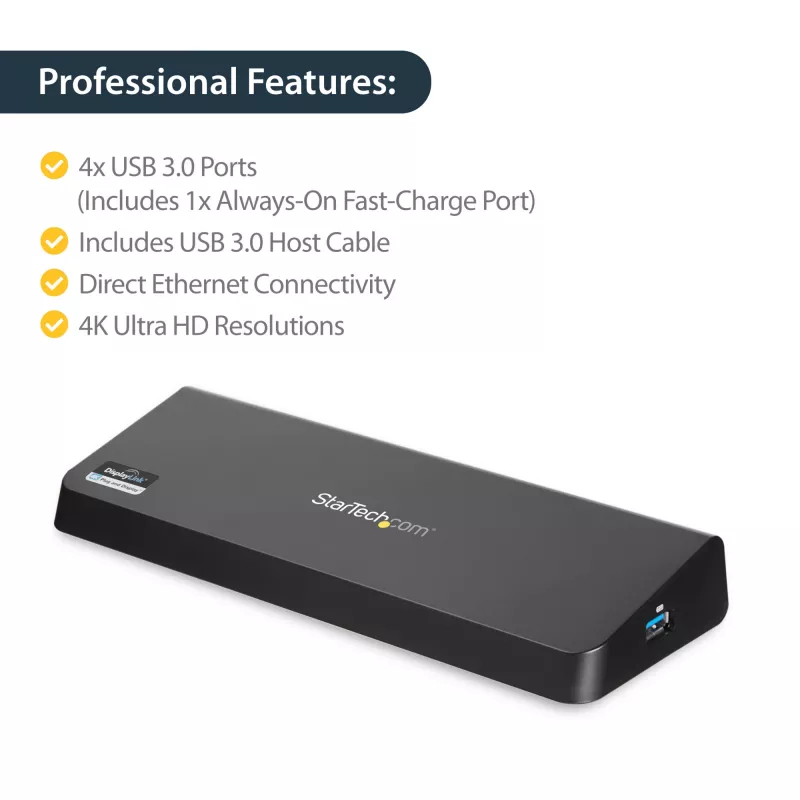 StarTech.com USB 3.0 dokavimo stotelė su dviem monitoriais, HDMI ir 4K DisplayPort – USB 3.0 į 4x USB-A, Ethernet, HDMI ir DP – universali USB Type A dokavimo stotelė, skirta „Mac“ ir „Windows“