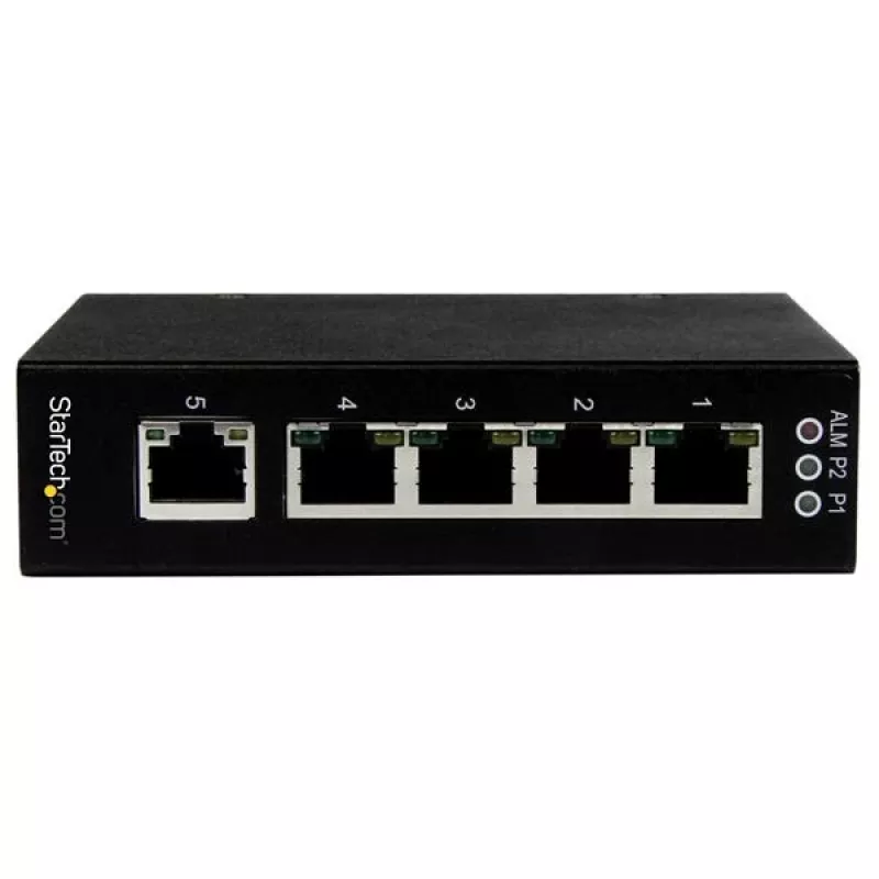 StarTech.com 5 prievadų nevaldomas pramoninis Gigabit Ethernet jungiklis – DIN bėgelio / sieninis montavimas