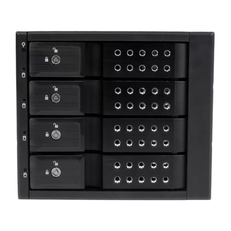 StarTech.com 4 lizdų aliumininis karštai keičiamas krepšelis be padėklų SAS II/SATA III - 6 Gbps HDD