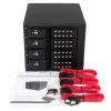 StarTech.com 4 lizdų aliumininis karštai keičiamas krepšelis be padėklų SAS II/SATA III - 6 Gbps HDD